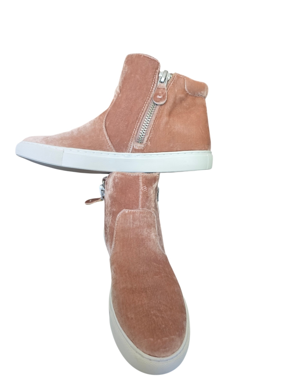 GENTLE SOULS Women's Velvet Zip-Accent High-Top Sneakers — Blush Pink - Size 8M